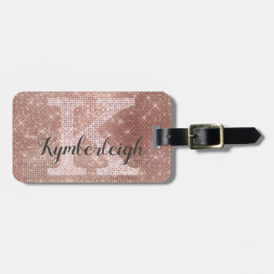 Girl Rose Gold Glam Diamond Sparkle Monogramm Name Gepäckanhänger