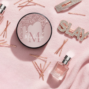 Girl Rose Gold Glam Dripping Glitzer Monogram Eishockey Puck