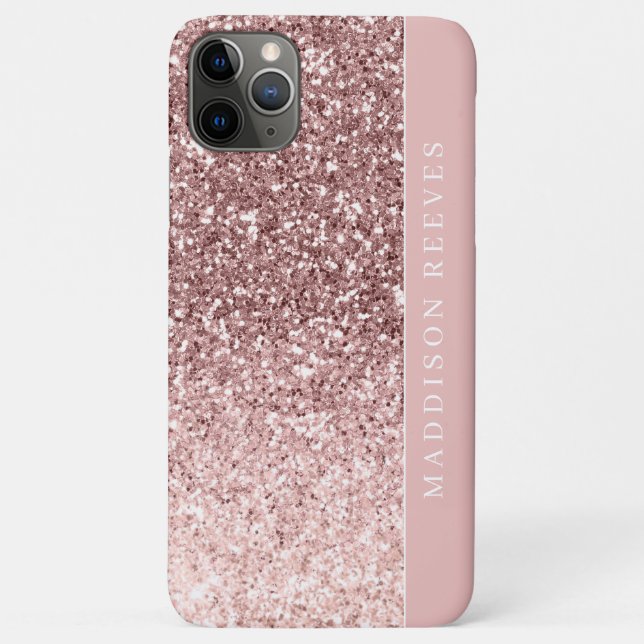 Girl Rose Gold Glitzer Blush Monogram Case-Mate iPhone Hülle (Rückseite)