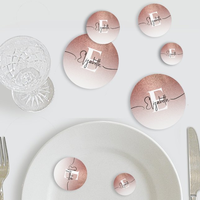 Girl Rose Gold Glitzer Blush Monogram Script Name Konfetti (Von Creator hochgeladen)