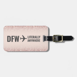 Girl Rose Gold Glitzer Custom Airport Code Funny Gepäckanhänger
