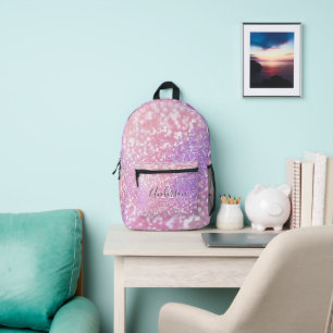 Girl Rose Gold Glitzer Glitzern Monogram Name Bedruckter Rucksack