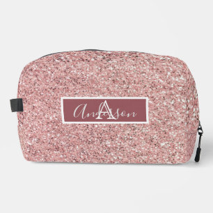 Girl Rose Gold Glitzer Glitzern Monogram Name Waschbeutel