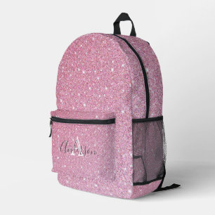 Girl Rose Gold Glitzer Glitzern Monogramm Name Bedruckter Rucksack