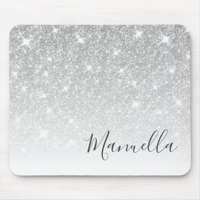 Girl Rose Gold Glitzer Individuelle Name Monogram Mousepad (Vorne)
