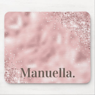 Girl Rose Gold Glitzer Monogram Individuelle Name Mousepad