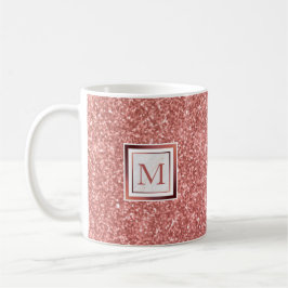 Girl Rose Gold Glitzer Monogram Kaffeetasse