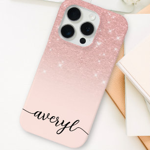 Girl Rose gold Glitzer ombre Glitzern mit Monogram Case-Mate iPhone Hülle