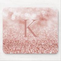 Girl Rose Gold Glitzer Shiny Bokeh Monogram