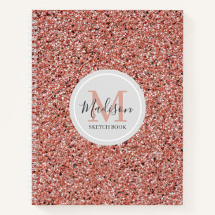 Girl Rose Gold Glitzer Sketchbook Name Notebook Notizbuch