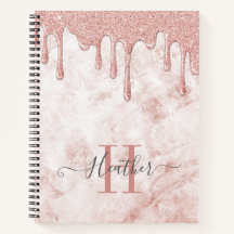 Girl Rose Gold Glitzer Tropfen Notebook