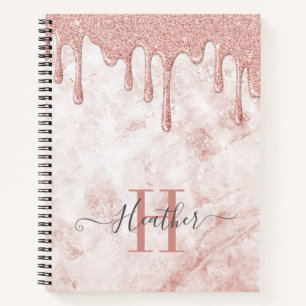 Girl Rose Gold Glitzer Tropfen Notebook Notizbuch