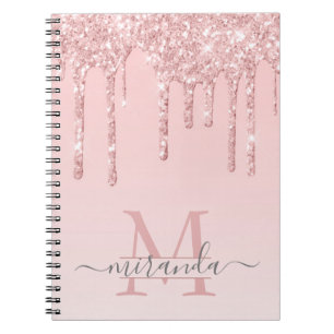 Girl Rose Gold Glitzer Tropfen Ombre Monogram Notizblock