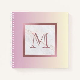 Girl Rose Gold Monogram Marble Pink Ombre Notizbuch