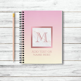 Girl Rose Gold Monogram Marble Pink Vanilla Ombre Notizblock