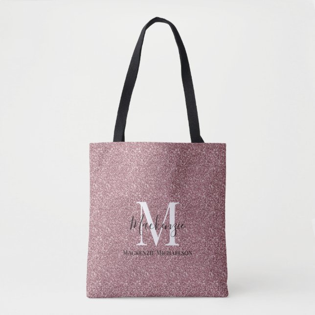 Girl Rose Gold Pink Glitzer Monogram Name (Vorderseite)