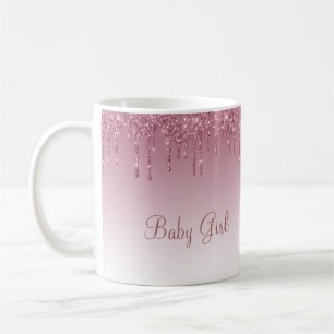 Girl Rose Gold Pink Glitzer Script Glitzern Kaffeetasse
