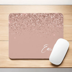 Girl Rose Gold - Rosa Glitzer Monogramm Mous Mousepad