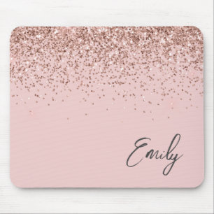 Girl Rose Gold - Rosa Glitzer Monogramm Mousepad