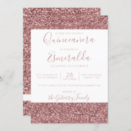 Girl Rose Gold Rosa Glitzer Sparkle Einladung