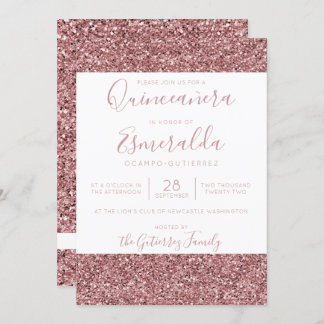 Girl Rose Gold Rosa Glitzer Sparkle Einladung