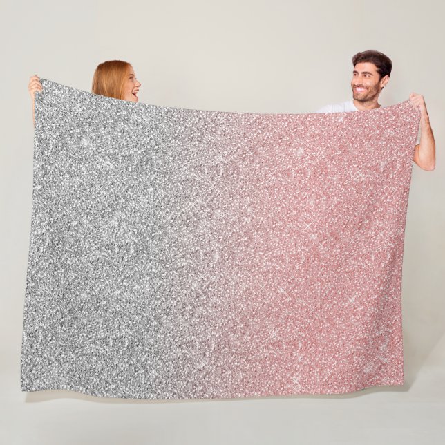Girl Rose Gold Silver Glitzer Ombre Design Fleecedecke (Beispiel)