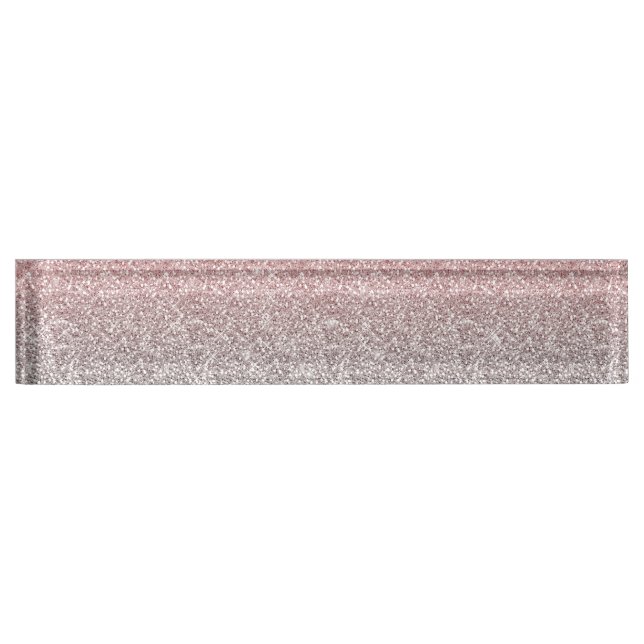 Girl Rose Gold Silver Glitzer Ombre Design Namensplakette (Vorderseite)