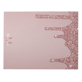 Girl Rose Gold Sparkle Glitzer Tropfen Monogram Notizblock