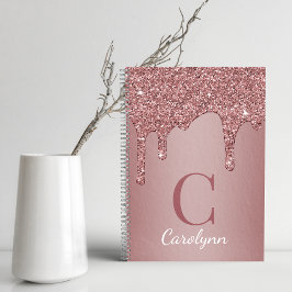 Girl Rose Gold Sparkle Glitzer Tropfen Monogram Notizblock