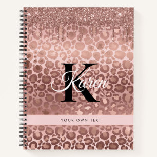 Girl Rose Gold Sparkle Glitzer Tropfen Monogram Notizbuch