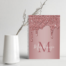 Girl Rose Gold Sparkle Glitzer Tropfen Monogram Notizbuch