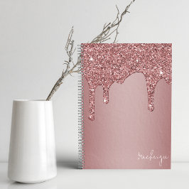 Girl Rose Gold Sparkle Glitzer Tropfen Personalisi Notizbuch