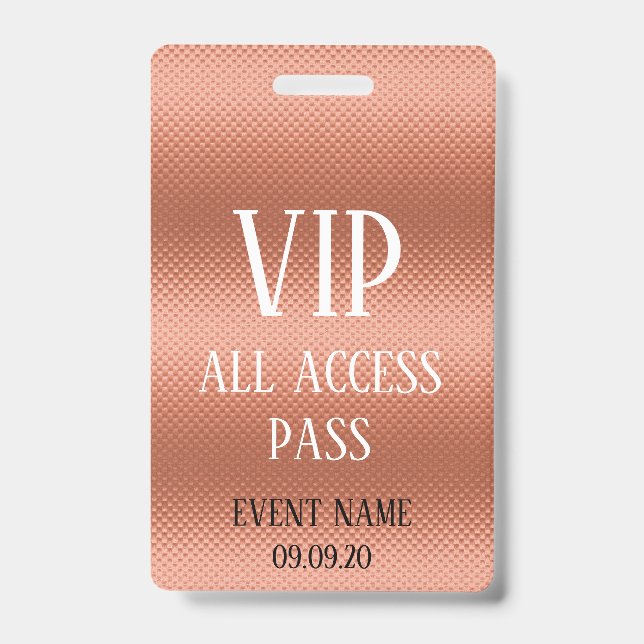 Girl Rose Gold VIP Access Event Abzeichen Ausweis (Vorderseite)