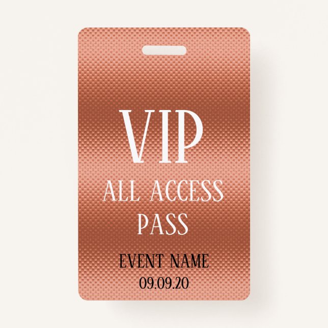 Girl Rose Gold VIP Access Event Abzeichen Ausweis (Vorderseite)