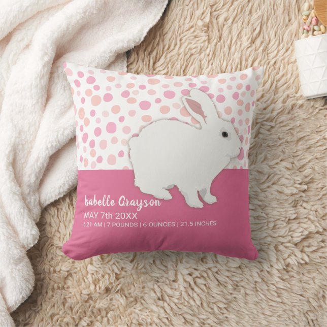 Girl Rose Pink Polka Dots Bunny Keepake Kissen (Decke)