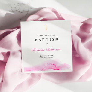 Girl Rose Tinte Christening Taufe Gold Cross Serviette