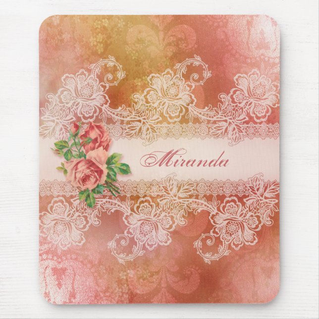 Girl-Rose und Lace Personalisiert Mousepad (Vorne)