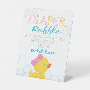 Girl Rubber Duck DIaper Raffle Babydusche Sockelschild