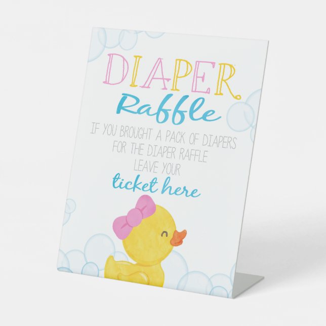 Girl Rubber Duck DIaper Raffle Babydusche Sockelschild (Vorderseite)