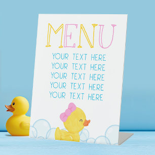 Girl Rubber Duck Geburtstag oder Baby Showmenü Sockelschild
