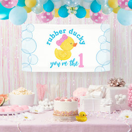 Girl Rubber Ducky 1. Geburtstags-Party Banner
