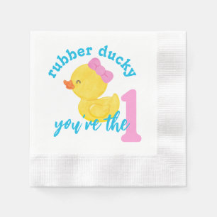 Girl Rubber Ducky Du bist der erste Geburtstag Serviette