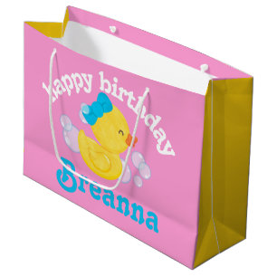 Girl Rubber Ducky Personalisiert Geburtstag Große Geschenktüte