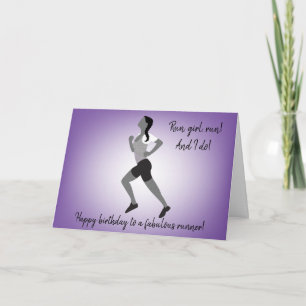 Girl Runner with Plait Birthday Card Karte