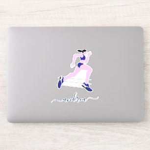 Girl-Running-Marathon-Runner Track Athlete Name Aufkleber