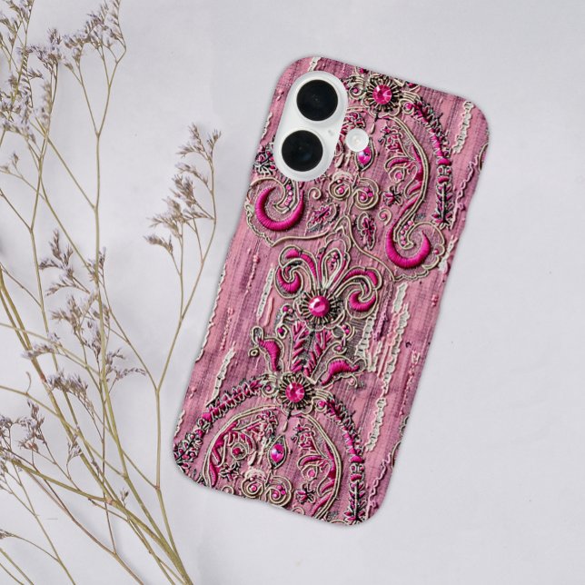 Girl Rustic Country Pink Stone Pink Denim Case-Mate iPhone Hülle (Von Creator hochgeladen)
