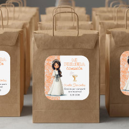 Girl’s First Holy Communion Cute Favors and Gifts Quadratischer Aufkleber