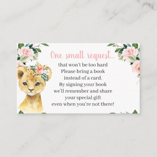 Girl Safari Animal Baby Shooting Book Request Card Begleitkarte (Vorderseite)