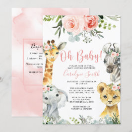 Girl Safari Animal Greenerage Kinderdusche Einladu Einladung