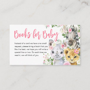 Girl Safari Animals Baby Shower Books for Baby Begleitkarte